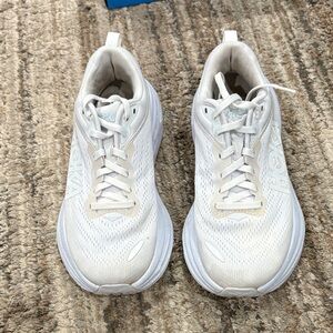 Hoka White Running Shoes- Bondi 8. Size 6.5